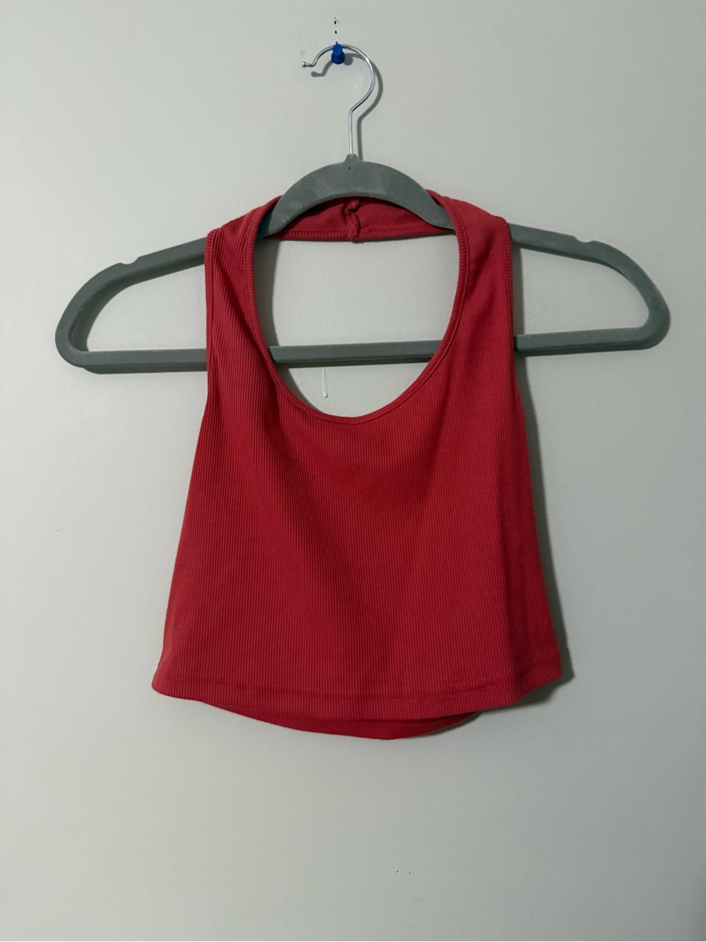 Shein Pink Backless Halter Tank Crop Top